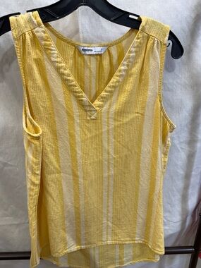 SONOMA Yellow and Cream Striped V-Neck Tank Top